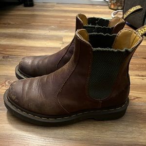 Brown Dr. Marten Chelsea-style Crazy Horse boots